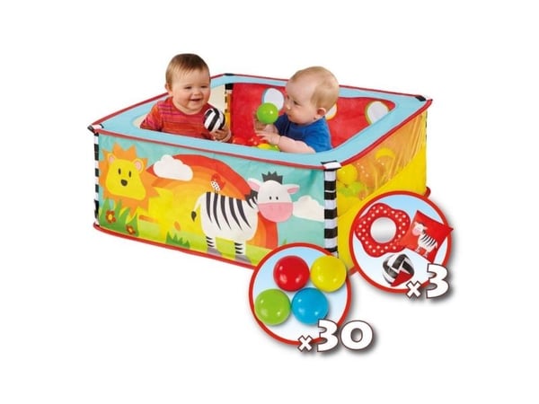Zebra Boldebad med 30 bolde og 3 stk. legetøj