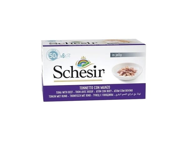 Schesir SCHESIR KOT 6x50g MULTIPAK tunfisk med biff i gelé