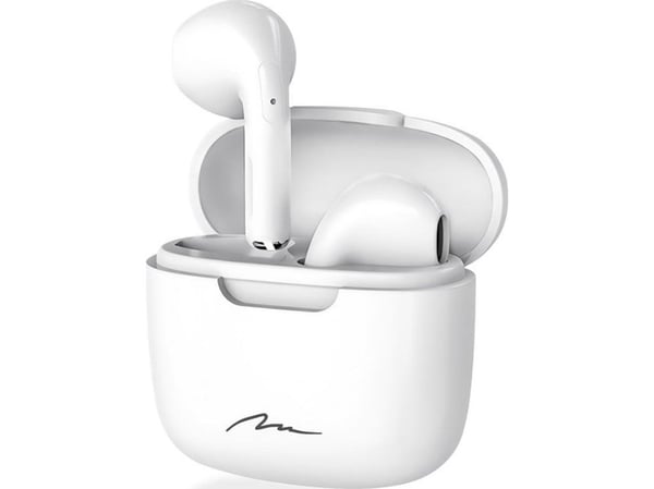 Media-Tech R-PHONES MT3608W - True wireless-hodetelefoner med mikrofon - i øret - Bluetooth - hvit