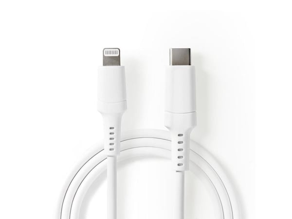 Nedis - Lightning-kabel - Lightning hann til 24 pin USB-C hann - 2 m - hvit - rund, USB Power Delivery (3A, 60W)
