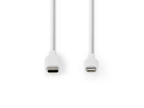 Nedis - Lightning-kabel - Lightning hann til 24 pin USB-C hann - 2 m - hvit - rund, USB Power Delivery (3A, 60W)