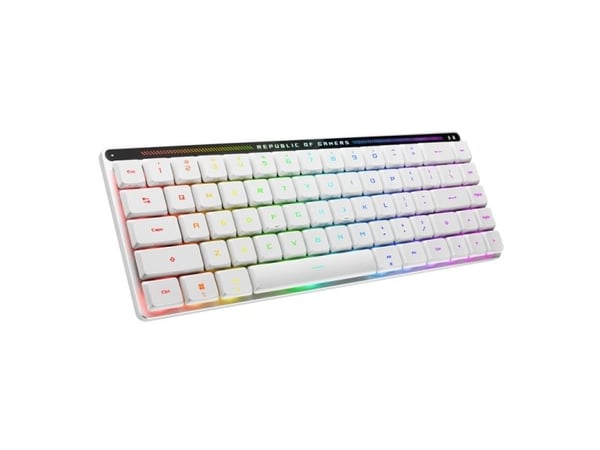ASUS 90MP03EC-BKNA10, 65%, Langallinen & langaton, USB + RF Wireless + Bluetooth, Optinen näppäinkytkin, RGB LED, Valkoinen
