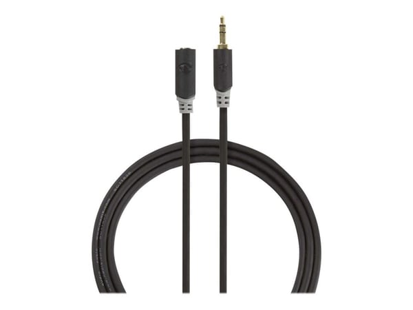 Nedis - Lydforlengelseskabel - mini-phone stereo 3.5 mm hann til mini-phone stereo 3.5 mm hunn - 5 m - antrasitt - rund