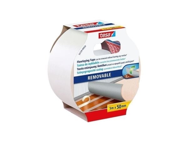 tesa Dobbeltsidig selvklebende tape, lett å fjerne, 10 m x 50 mm