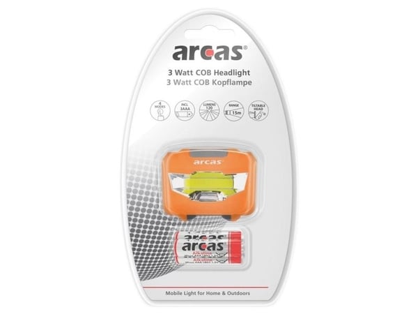 Arcas 30710014, Hodebåndslommelykt, Hvit, Plastikk, LED, 1 lamper, 120 lm