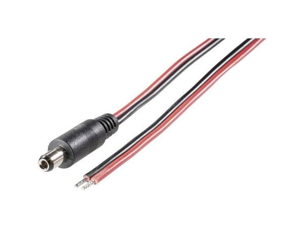 TRU COMPONENTS lavspent tilkoblingskabel Lavspenningsplugg – åpen ende 5,5 mm 2,1 mm 2,00 m (1 stk.)