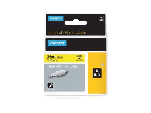 DYMO Rhino Heat Shrink Tubes - Svart på gult - Rull (0,9 cm x 1,5 m) slange - for Rhino 4200, 6000, 6000 Hard Case Kit; RhinoPRO 6500 Professional ...