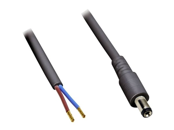 BKL Electronic lavspennings tilkoblingskabel lavspenningsplugg – åpen ende 5,50 mm / 2,10 mm 1,00 m (1 stk)