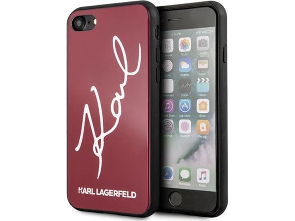 Karl Lagerfeld KLHCI8DLKSRE iPhone 7/8 Rød / Rød Hard Case Signature Glitter