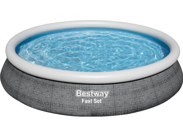Bestway Fast Set 57313-4, 9677 l, Oppblåsbart basseng, Barn og voksne, Grå, 21,4 kg