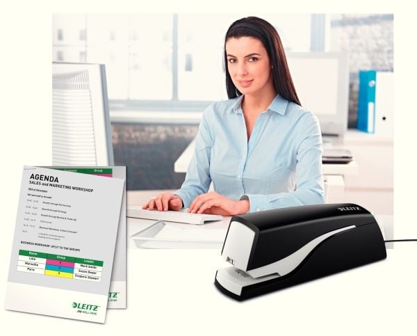 Leitz NeXXt Stiftemaskin elektrisk 5532 10ark, 10 ark, Standard klemform, 1 cm, Plast, Sort, AC