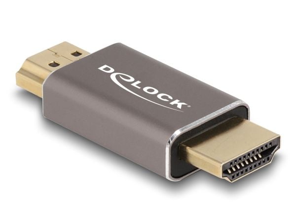 Delock - High Speed - HDMI-adapter med Ethernet - HDMI hann til HDMI hann - grå - 8 K 60 Hz (7680 x 4320) støtte