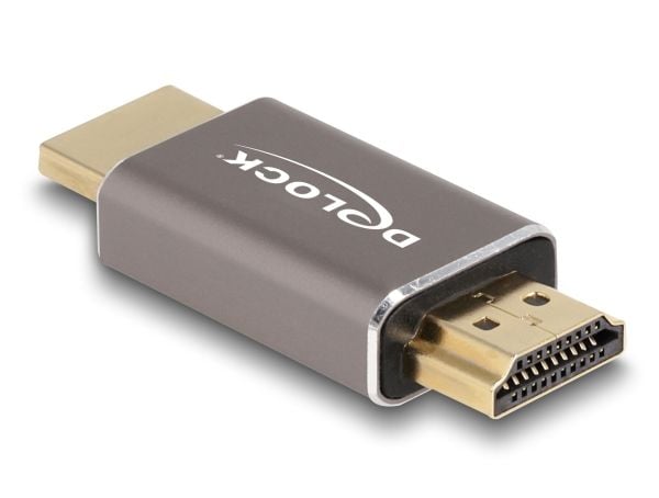 Delock - High Speed - HDMI-adapter med Ethernet - HDMI hann til HDMI hann - grå - 8 K 60 Hz (7680 x 4320) støtte