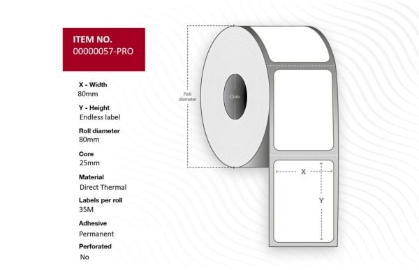 Capture Premium - Permanet adhesiv - hvit - Rull (8 cm x 35 m) 4 rull(er) boks - sammenhengende etiketter