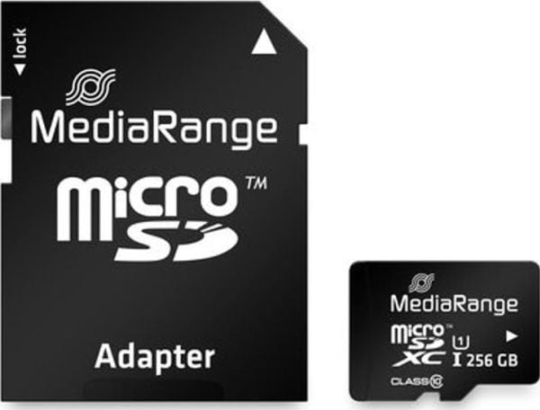 MediaRange SD MicroSD-kortti 256GB UHS-1 Cl.10 sis. sovittimen