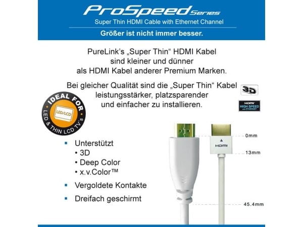 PureLink HDMI M-M 3m, 3 m, HDMI Type A (Standard), HDMI Type A (Standard), 3840 x 2160 piksler, 3D, Hvit