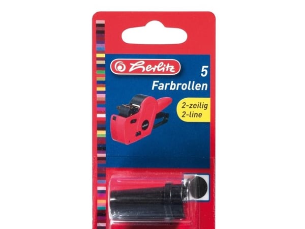 herlitz erstatningsrulle for prismerker, 2 linjer, plast, svart, for prismerker 1605120 (fra 2008) (10956282)