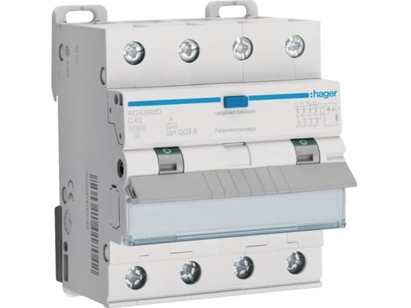 Hager Fi/LS kytkin ADX490D 4-napainen 10kA C40A 0.03A A - Pienoiskatkaisija (ADX490D)