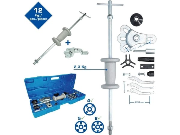 KS TOOLS Werkzeuge-Maschinen GmbH Pyörän navanvetolaite liukuvasaralla, taottu, 14 kpl (BT671300)