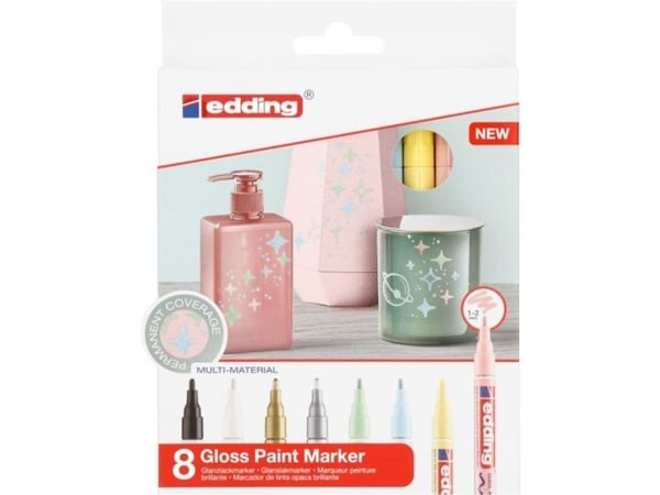 Edding 751, Sort, Blå, Gull, Grønn, Rosa, Sølv, Hvit, Gult, Flerfarget, Pastel Yellow, Pastel Green, Pastel Blue, Pastel Pink, 8 farger, Projektil ...
