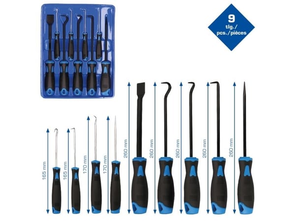 KS TOOLS Werkzeug-maschinen GmbH skrapekrokverktøysett, 9 deler (BT542010)