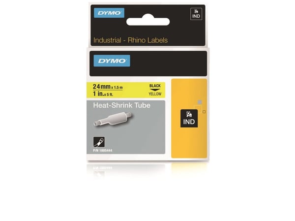 DYMO Rhino Heat Shrink Tubes - Svart på gult - Rull (0,9 cm x 1,5 m) slange - for Rhino 4200, 6000, 6000 Hard Case Kit; RhinoPRO 6500 Professional ...