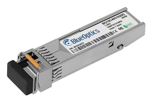 Alcatel-Lucent iSFP-GIG-BX-D-kompatibel BlueOptics© SFP Bidi-transceiver for enkeltmodus Gigabit høyhastighets dataoverføringer i fiberoptiske nett...