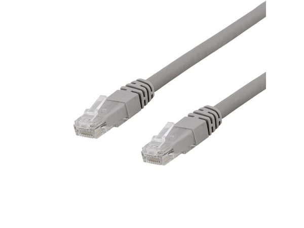 DELTACO - Patchkabel - RJ-45 (han) til RJ-45 (han) - 20 m - UTP - CAT 6a - booted - grå