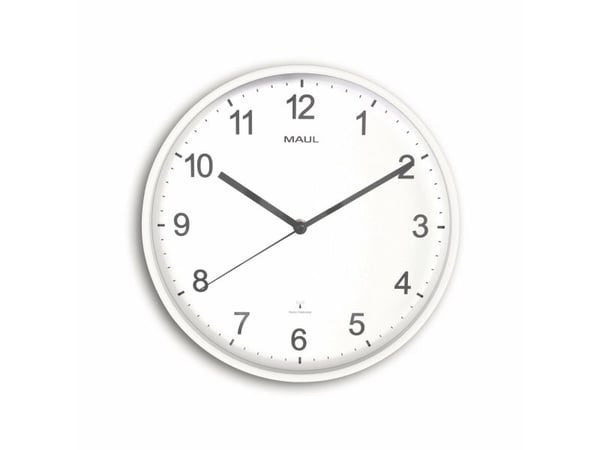 MAUL 9054602, Vegg, Radiostyrt klokke, Rund, Hvit, Plast, Glass
