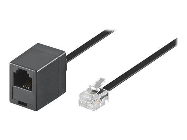 goobay Western - Telefonforlengelseskabel - RJ-11/RJ-14 (hann) til RJ-11 (hunn) - 6 m - flat - svart