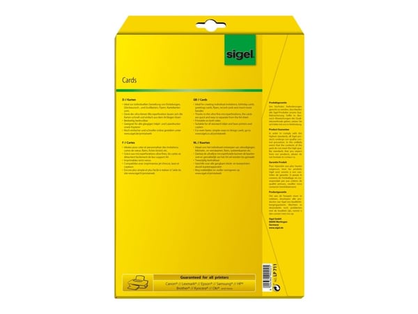 Sigel LP711 - Hvit - A6 (105 x 148 mm) - 185 g/m² - 80 kort (20 ark x 4) postkortpapir