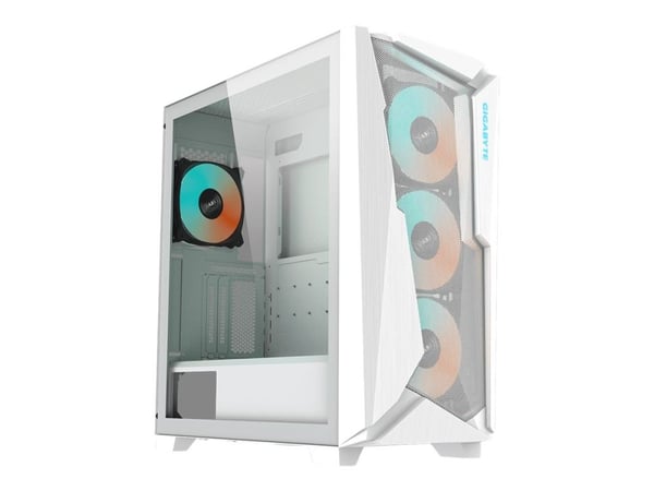 Gigabyte C301 Glass V2 - Mid tower - utvidet ATX (E-ATX) - sidepanel med vindu (herdet glass) - ingen strømforsyning (ATX) - hvit - USB/lyd