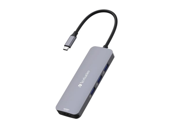 Verbatim CMH 08 - Hub - 1 x HDMI + 1 x USB-C (strømlevering) + 3 x USB-A 3.2 Gen 1 - stasjonær