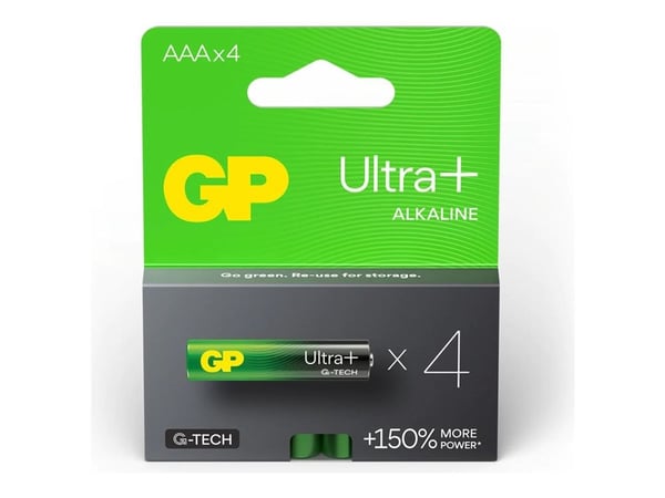 GP Batteries Ultra Plus Alkaline 03024AUPETA-B4, Kertakäyttöinen akku, AAA, Alkali, 1,5 V, 4 kpl, -20 - 50 °C