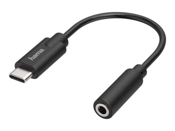 Hama Essential Line - USB-C til hodetelefons-jakkadapter - USB-C hann til mini-phone stereo 3.5 mm hunn - svart