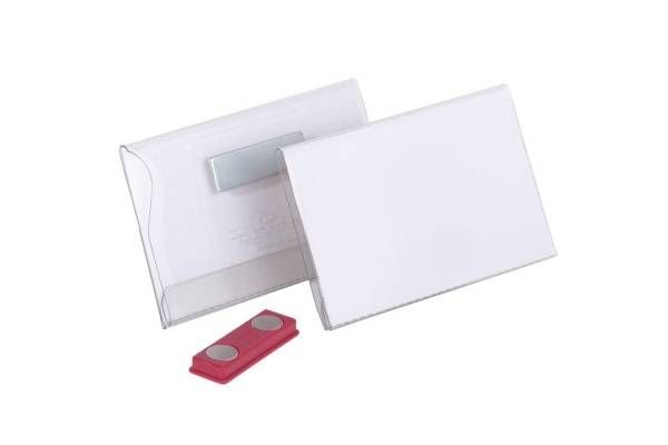 Durable 811719, Namnskylt, Liggande, PVC, Transparent, Vit, Sida, Pack