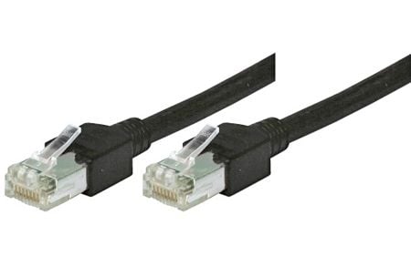 Patchkabel S/UTP, CAT.5E, svart, 0,3 m PVC, svært fleksibel, med D?twyler-kabel og Hirose-plugger TM11 (719003S)