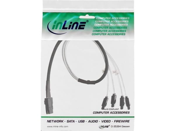 InLine 27610A, 1 m, Mini SAS SFF-8087 uros, 4x SATA, punainen