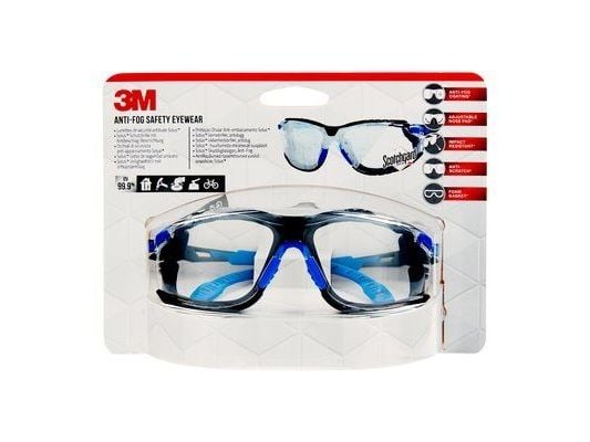 3M S1CBC1, Unisex, Oval, Rammeløs, Polykarbonat, Sort, Blå, Støvresistent