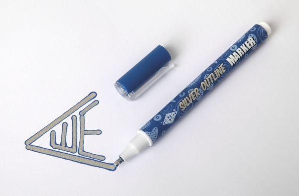 Wedo Silver Outline, 6 stykker, Oransje, Sort, Blå, Cyan, Grønn, Oransje, Sølv, 1 mm, 2 mm, Vindu-eske