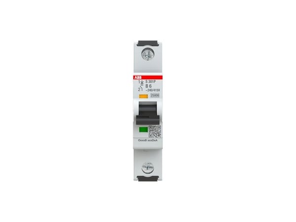 ABB S301P-B6. tulotaajuus: 50/60 Hz, nimellisvirta: 6 A. katkaisijan tyyppi: minikatkaisija, tyyppi: tyyppi B, kansainvälinen suojausluokka (IP-koo...