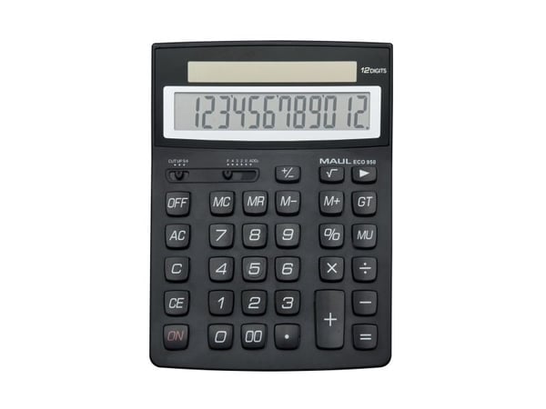 MAUL ECO 950, Ficka, Grundläggande, 12 siffror, 1 linjer, Solar, Svart