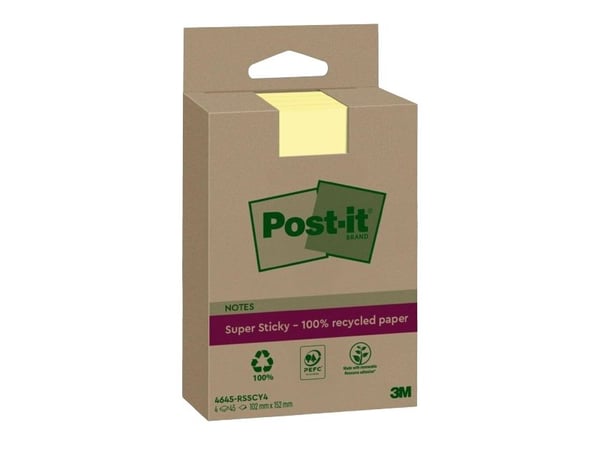 Post-It 4645-RSSCY4, Suorakulmio, Keltainen, 100%, 102 mm, 152 mm, 45 arkkia