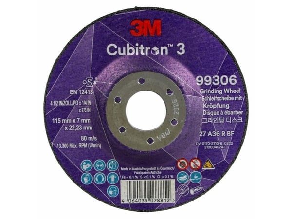 3M 99306, Katkaisulaikka, Metalli, Ceramic fibre, 13300 RPM, Pyöreä, 2,22 cm