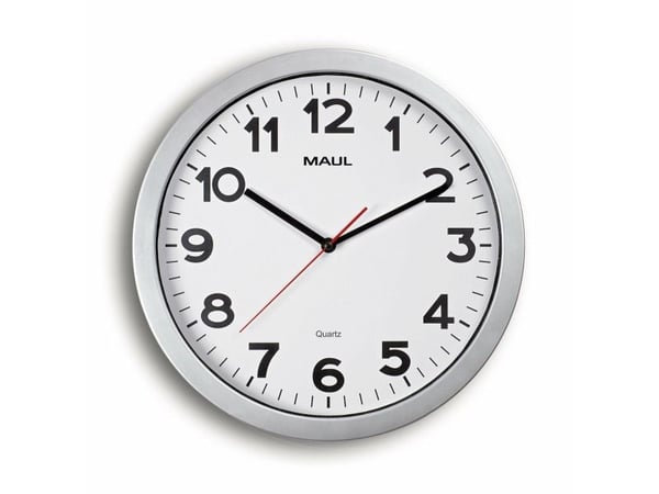 MAUL 9053695, Vegg, Kvartsklokke, Rund, Sølv, Plast, Glass