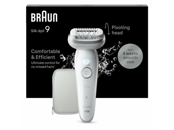 Braun Silk-épil 9 9-011, Sølv, Hvit, 40 pinsetter, MicroGrip, 0,5 mm, Batteri, Innebygd batteri