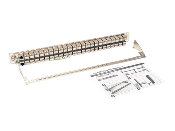 Eaton Tripp Lite Series 48-Port Cat6a Patch Panel Rackmount Shielded Feedthrough RJ45 1U - Koblingspanel - CAT 6a - STP - RJ-45 X 48 - 1U - 19" - T...