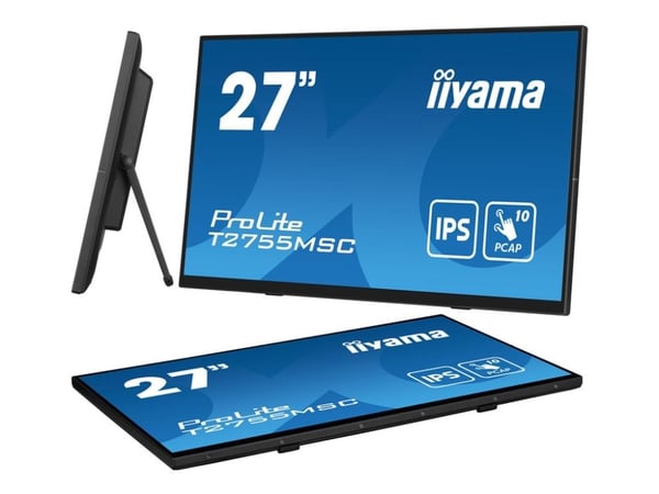 iiyama ProLite T2755MSC-B1 - LED-skjerm - 27" - berøringsskjerm - 1920 x 1080 Full HD (1080p) @ 60 Hz - IPS - 400 cd/m² - 1000:1 - 5 ms - HDMI, Dis...