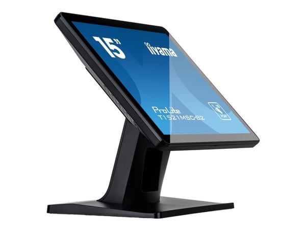 iiyama ProLite T1521MSC-B2 - LED-skjerm - 15" - berøringsskjerm - 1024 x 768 - TN - 370 cd/m² - 800:1 - 8 ms - HDMI, VGA - høyttalere - matt svart