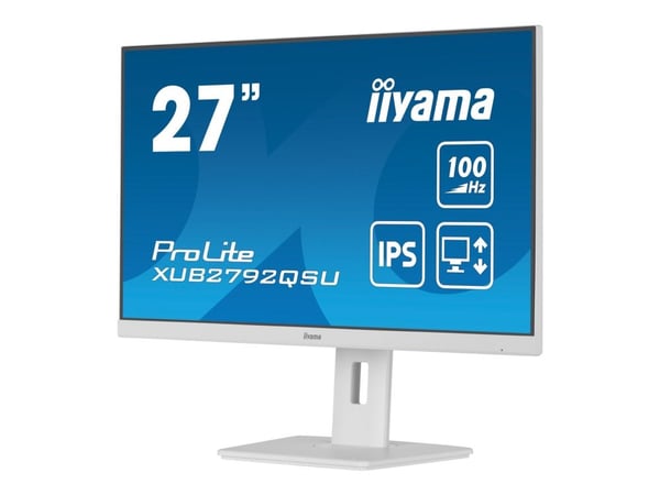 iiyama ProLite XUB2792QSU-W6 - LED-skärm - 27" - 2560 x 1440 QHD @ 100 Hz - IPS - 250 cd/m² - 1300:1 - 0.4 ms - HDMI, DisplayPort - högtalare - vit...